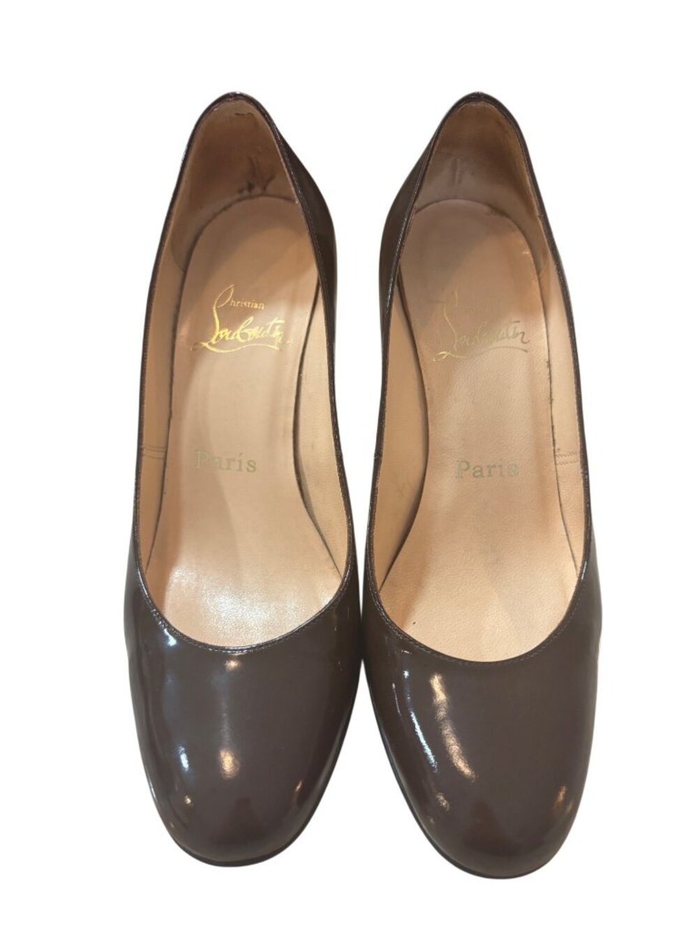Christian Louboutin 36 Brown Patent Leather Red Sole Pumps High Heels Classic - Picture 2 of 12